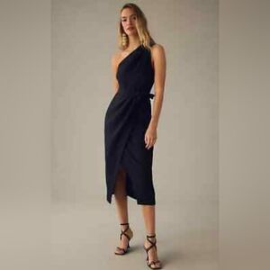 Anthropologie Linen One shoulder Dress. Size 10. Wrap skirt. NWT